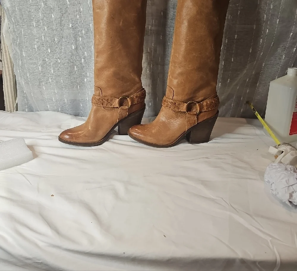 Lycky Brand Blue Jean America Brown Knee-High Women's Boots.  Weathered Leather. - Picture 2 of 11